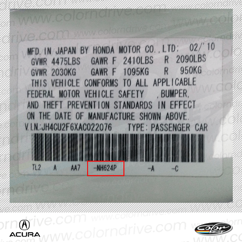 NSX Paint Code Label