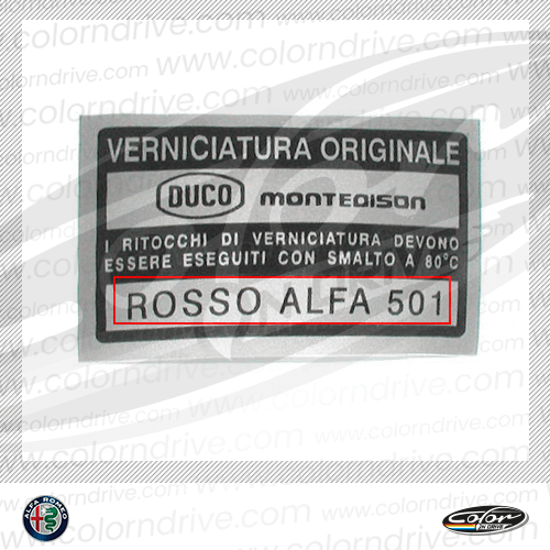 Etichetta del Codice Colore Alfa Romeo