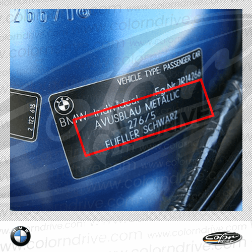 Etiquette du code de peinture BMW