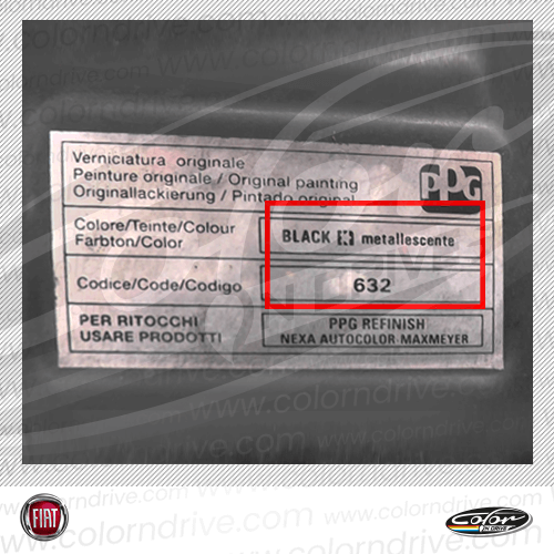 Fiat Lackcode-Etikett