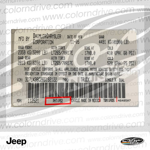 Jeep Lackcode-Etikett