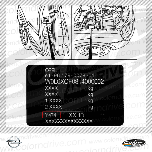 Opel Lackcode-Etikett