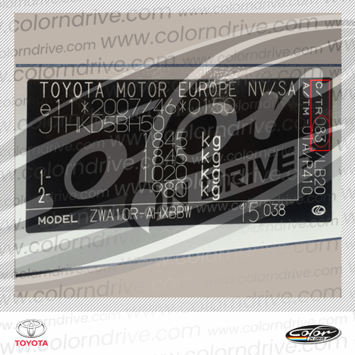 Etichetta del Codice Colore Toyota