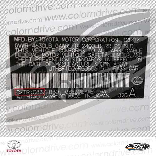 Toyota Lackcode-Etikett