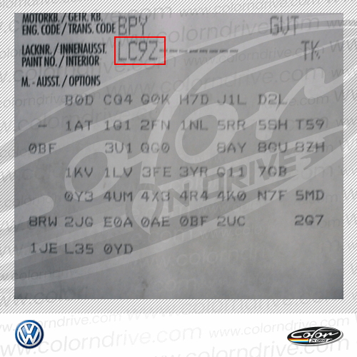 Etiquette du code de peinture Volkswagen